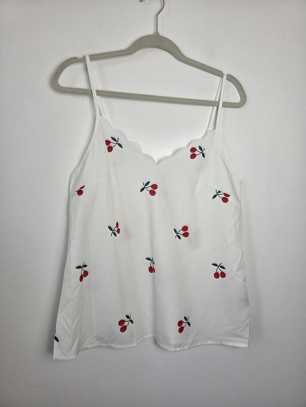 Cherry Print Camisole Top Scallop Trim Lolita Coquette Dainty Kawaii Small